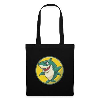 requin mignon kawaii dessin animé clipart animal de compagnie - Sac en tissu - noir - Devant