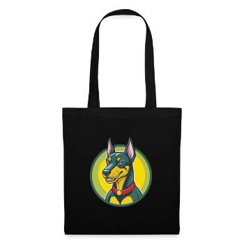 Deutscher Pinscher Hund Niedliches Kawaii Cartoon Haustier Tier - Stoffbeutel - Schwarz - Vorne