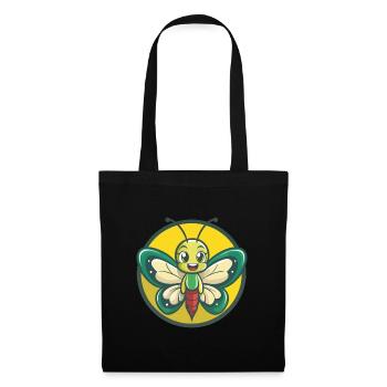 papillon mignon kawaii dessin animé clipart animal de compagnie - Sac en tissu - noir - Devant