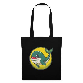 baleine mignon Kawaii dessin animé Clipart animal de compagnie - Sac en tissu - noir - Devant