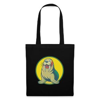 Walrus Cute Kawaii Cartoon Clipart Pet Animal - Tote Bag - black - Front