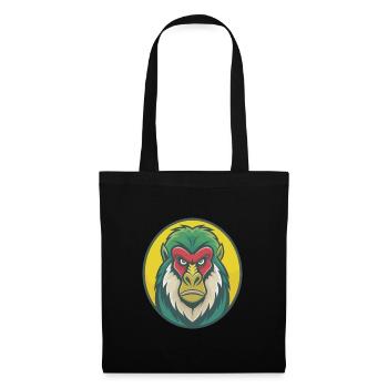 Mandrill Niedliche Kawaii Cartoon Clipart Haustier Tier - Stoffbeutel - Schwarz - Vorne