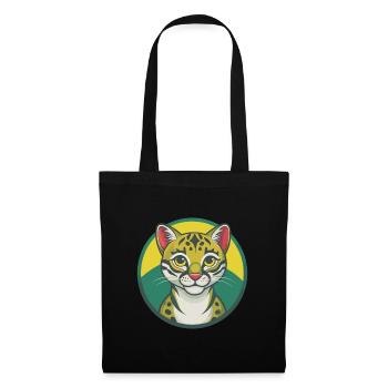 Ocelot Cute Kawaii Cartoon Clipart Pet Animal - Tote Bag - black - Front
