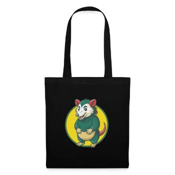 opossum mignon kawaii dessin animé clipart animal de compagnie - Sac en tissu - noir - Devant
