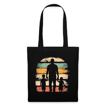 Father's Day father with two sons retro vintage - Tote Bag - black - Front