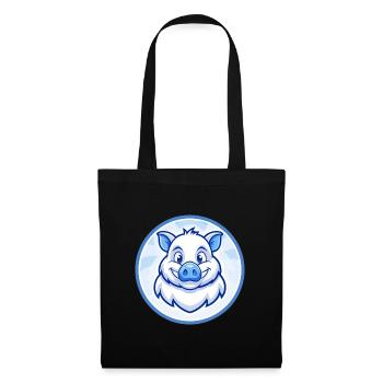 Sanglier Bleu Kawaii Dessin Animé Personnage Clipart Animal de compagnie - Sac en tissu - noir - Devant