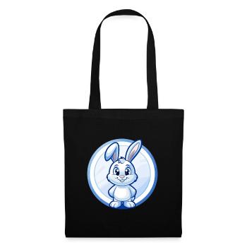 Lapin Bleu Kawaii Dessin Animé Personnage Clipart Animal de compagnie - Sac en tissu - noir - Devant