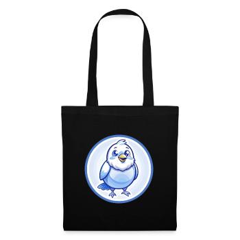 Kanarienvogel Blau Kawaii Cartoon Figur Clipart - Stoffbeutel - Schwarz - Vorne
