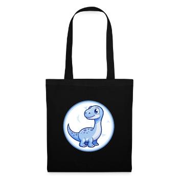 Dinosaurier Blau Kawaii Cartoon Figur Clipart Haustier - Stoffbeutel - Schwarz - Vorne