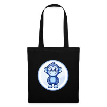 Bonobo Blue Kawaii Cartoon Character Clipart Pet - Tote Bag - black - Front