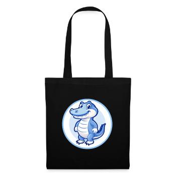 Alligator Blau Kawaii Cartoon Figur Clipart - Stoffbeutel - Schwarz - Vorne