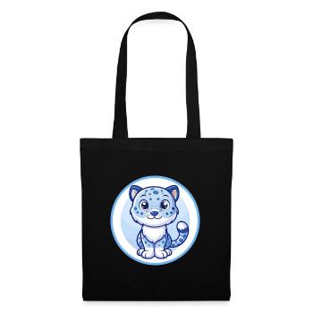 Amur Leopard Blue Kawaii Cartoon Character Clipart - Tote Bag - black - Front
