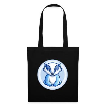 blaireau bleu kawaii dessin animé personnage clipart animal de compagnie - Sac en tissu - noir - Devant