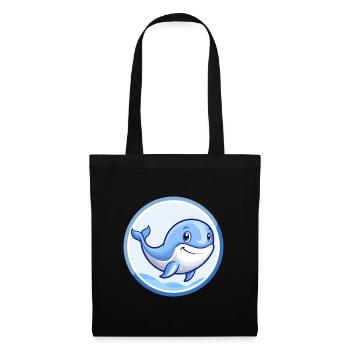 Blue whale Blue Kawaii Cartoon Character Clipart - Tote Bag - black - Front