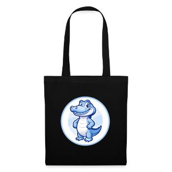 Crocodile Bleu Kawaii Dessin Animé Personnage Clipart - Sac en tissu - noir - Devant