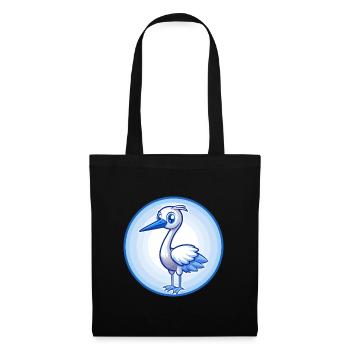 Crane Blue Kawaii Cartoon Character Clipart Pet - Tote Bag - black - Front