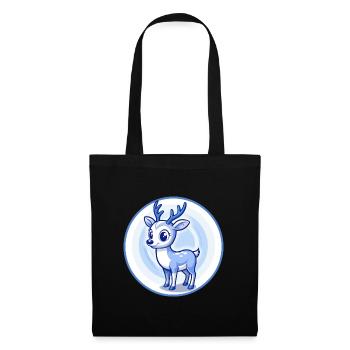 Deer Blue Kawaii Cartoon Character Clipart Pet - Tote Bag - black - Front