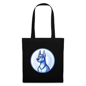 Dobermann chien bleu mignon kawaii dessin animé clipart animal de compagnie - Sac en tissu - noir - Devant