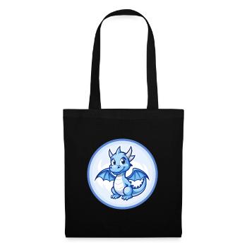 Drache Blau Kawaii Cartoon Figur Clipart Haustier - Stoffbeutel - Schwarz - Vorne