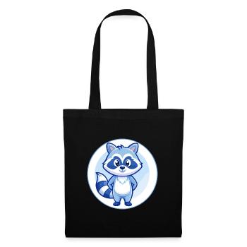 raton laveur bleu kawaii dessin animé personnage clipart animal de compagnie - Sac en tissu - noir - Devant