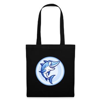 Barracuda Blue Kawaii Dessin animé Personnage Clipart - Sac en tissu - noir - Devant