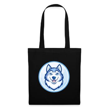 Husky Dog Blue Kawaii Cartoon Character Clipart - Tote Bag - black - Front
