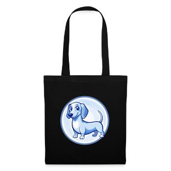 Dackel Hund Blau Niedlich Kawaii Cartoon Clipart Haustier - Stoffbeutel - Schwarz - Vorne