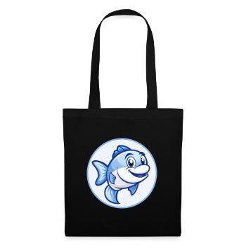 Fish Blue Kawaii Cartoon Character Clipart Pet - Tote Bag - black - Front