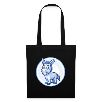 Âne Bleu Kawaii Dessin Animé Personnage Clipart Animal de compagnie - Sac en tissu - noir - Devant
