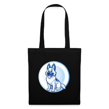 German Shepherd Dog Blue Kawaii Cartoon Character - Tote Bag - black - Front