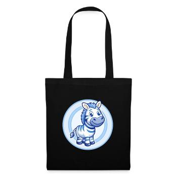 Zebra Blau Kawaii Cartoon Figur Clipart Haustier - Stoffbeutel - Schwarz - Vorne
