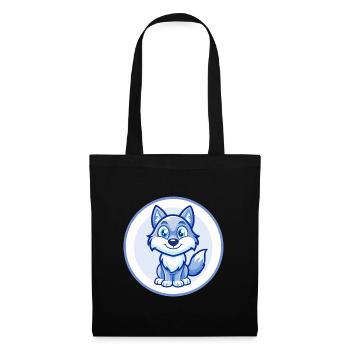 Wolf Blue Kawaii Cartoon Character Clipart Pet - Tote Bag - black - Front