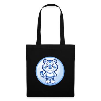 Tigre Bleu Kawaii Dessin Animé Personnage Clipart Animal de compagnie - Sac en tissu - noir - Devant
