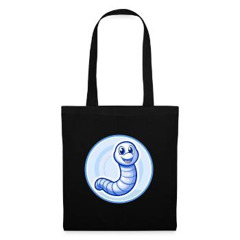 Regenwurm Blau Kawaii Cartoon Figur Clipart - Stoffbeutel - Schwarz - Vorne