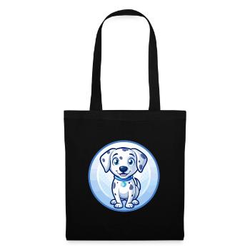 Dalmatiner Hund Blau Niedlich Kawaii Cartoon Clipart Haustier - Stoffbeutel - Schwarz - Vorne