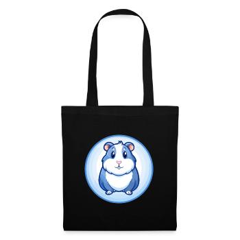 Cochon d’Inde Bleu Kawaii Dessin animé Personnage Clipart - Sac en tissu - noir - Devant
