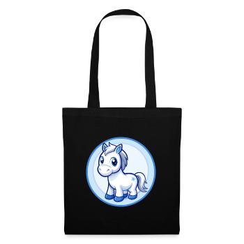 Cheval Bleu Kawaii Dessin Animé Personnage Clipart Animal de compagnie - Sac en tissu - noir - Devant