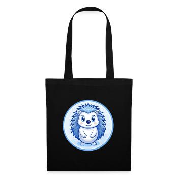 Igel Blau Kawaii Cartoon Figur Clipart Haustier - Stoffbeutel - Schwarz - Vorne