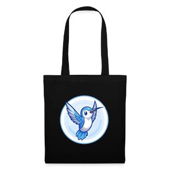 Kolibri Blau Kawaii Cartoon Figur Clipart - Stoffbeutel - Schwarz - Vorne