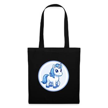 Einhorn Blau Kawaii Cartoon Figur Clipart Haustier - Stoffbeutel - Schwarz - Vorne