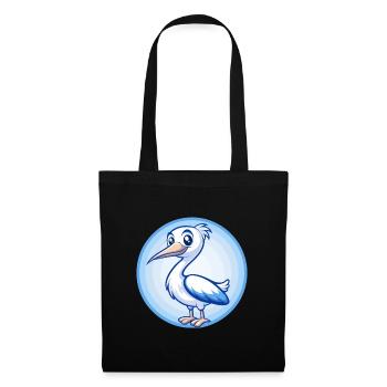 Storch Blau Kawaii Cartoon Figur Clipart Haustier - Stoffbeutel - Schwarz - Vorne