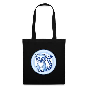 Lemur Blue Kawaii Cartoon Character Clipart Pet - Tote Bag - black - Front