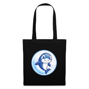 Orca Blue Kawaii Cartoon Character Clipart Pet - Tote Bag - black - Front