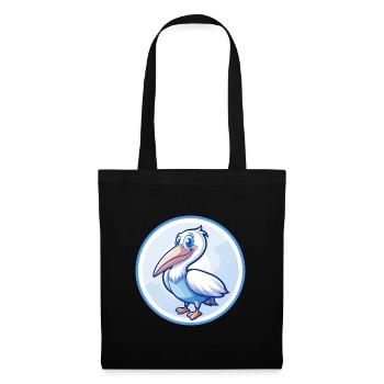 Pélican Bleu Kawaii Dessin Animé Personnage Clipart Animal de compagnie - Sac en tissu - noir - Devant