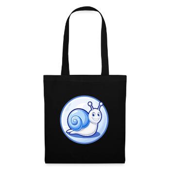 Escargot Bleu Kawaii Dessin Animé Personnage Clipart Animal de compagnie - Sac en tissu - noir - Devant