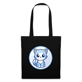 Kitten Blue Kawaii Cartoon Character Clipart Pet - Tote Bag - black - Front