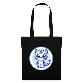 Ocelot Blue Kawaii Cartoon Character Clipart Pet - Tote Bag - black - Front