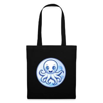 Octopus Blue Kawaii Cartoon Character Clipart Pet - Tote Bag - black - Front