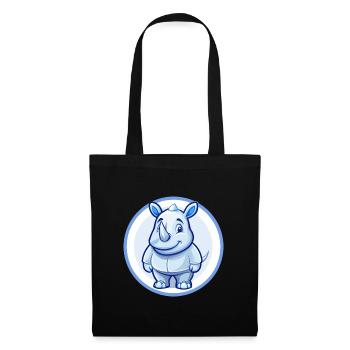 Rhino Blau Kawaii Cartoon Figur Clipart Haustier - Stoffbeutel - Schwarz - Vorne