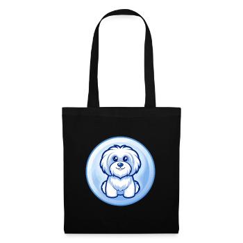 Havaneser Hund Blau Kawaii Cartoon Figur Clipart - Stoffbeutel - Schwarz - Vorne